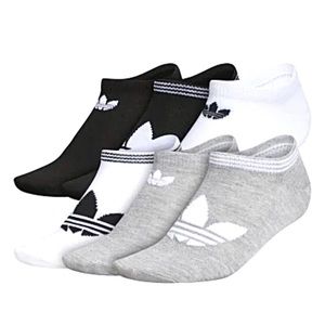 ADIDAS ORIGINALS TREFOIL SUPERLITE *NO SHOW* SOCKS WOMEN 6 PACK GRAY BLACK WHITE